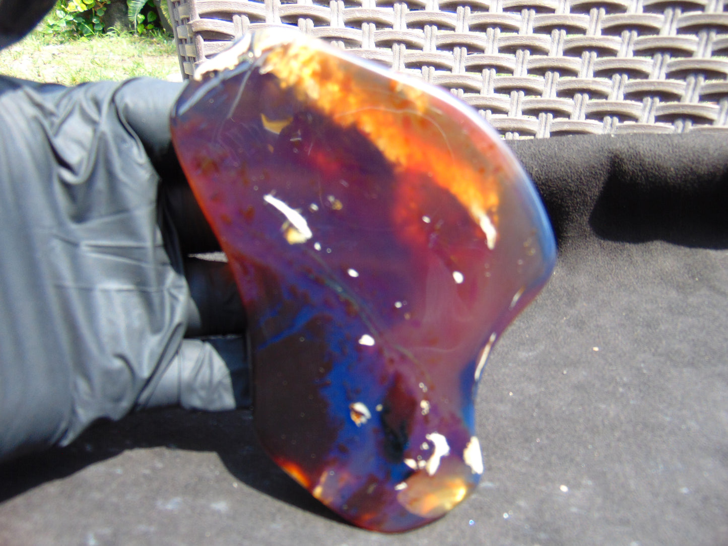 100 gram Slab polished Indonesian Sumatra Yellow Blue Amber for Healing 25N154