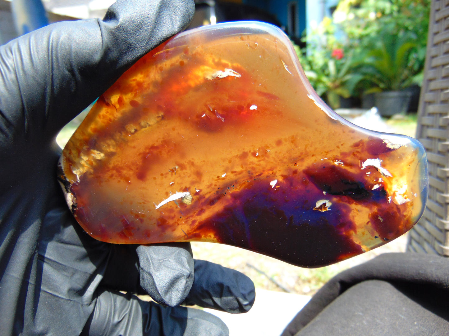 100 gram Slab polished Indonesian Sumatra Yellow Blue Amber for Healing 25N154