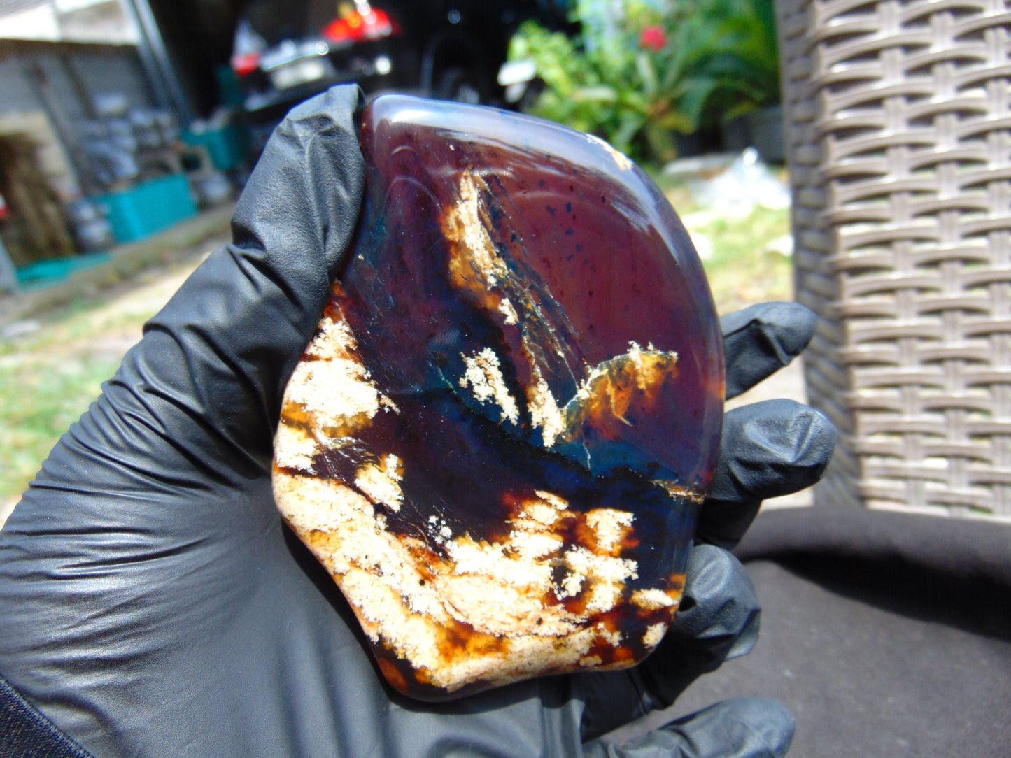 83 gram Slab polished Indonesian Sumatra Blue Amber for Healing 25N143