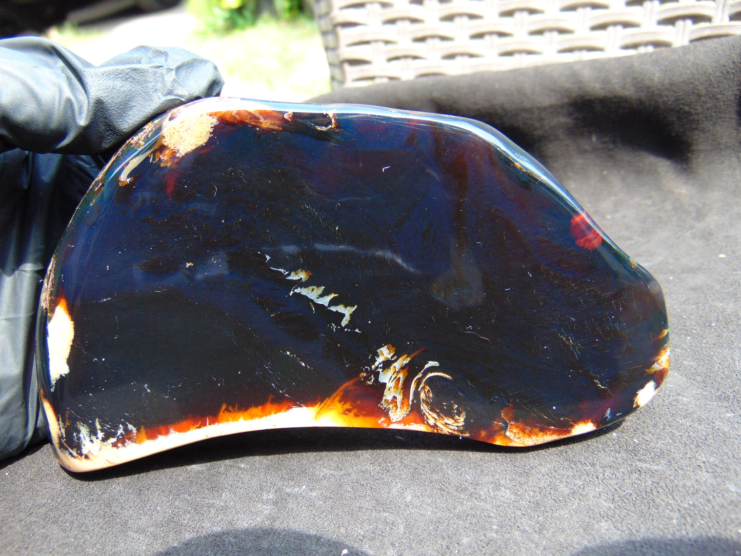 150 gram Slab polished Indonesian Sumatra Dark Blue Amber for Healing 25A211