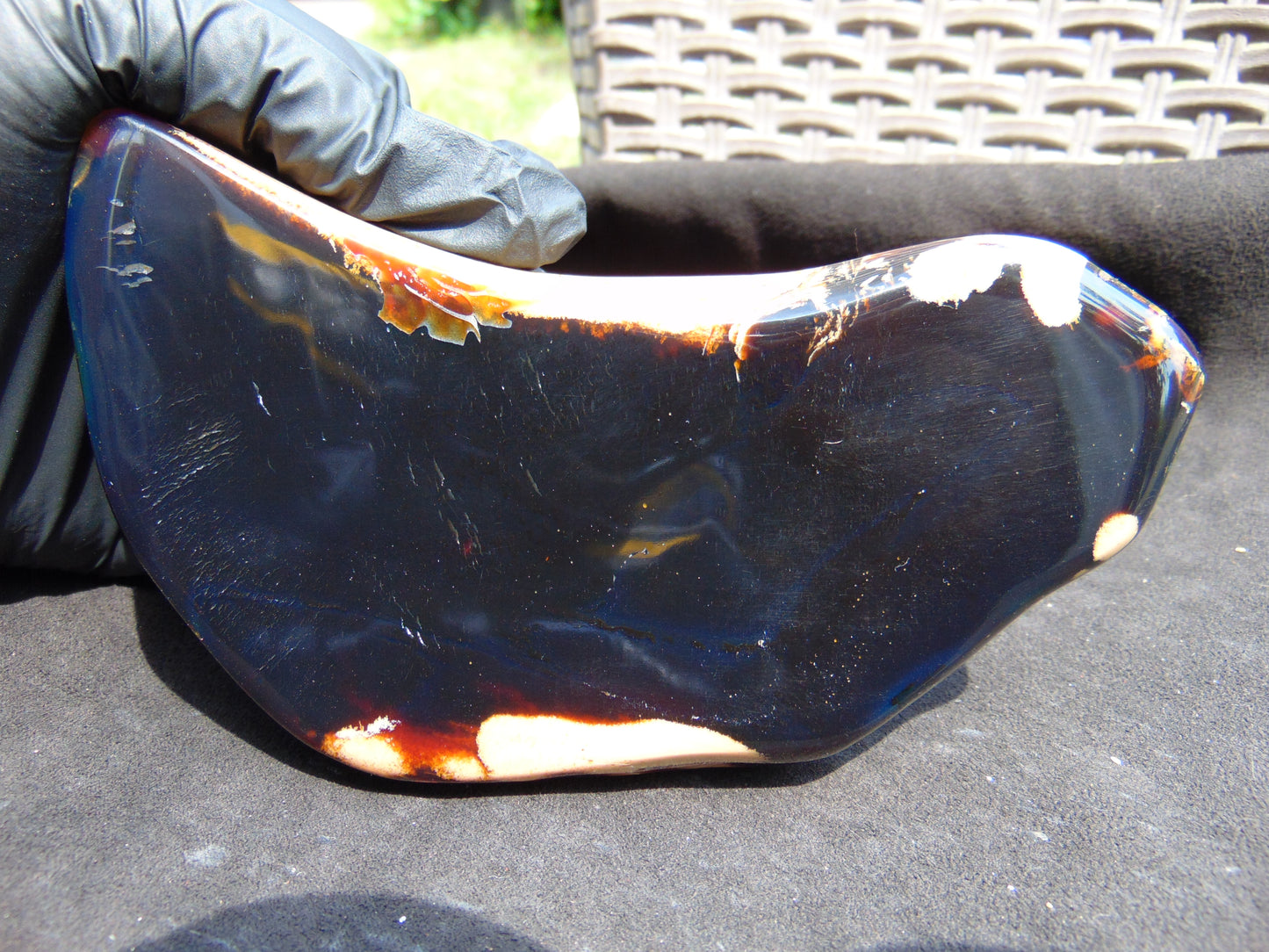 150 gram Slab polished Indonesian Sumatra Dark Blue Amber for Healing 25A211