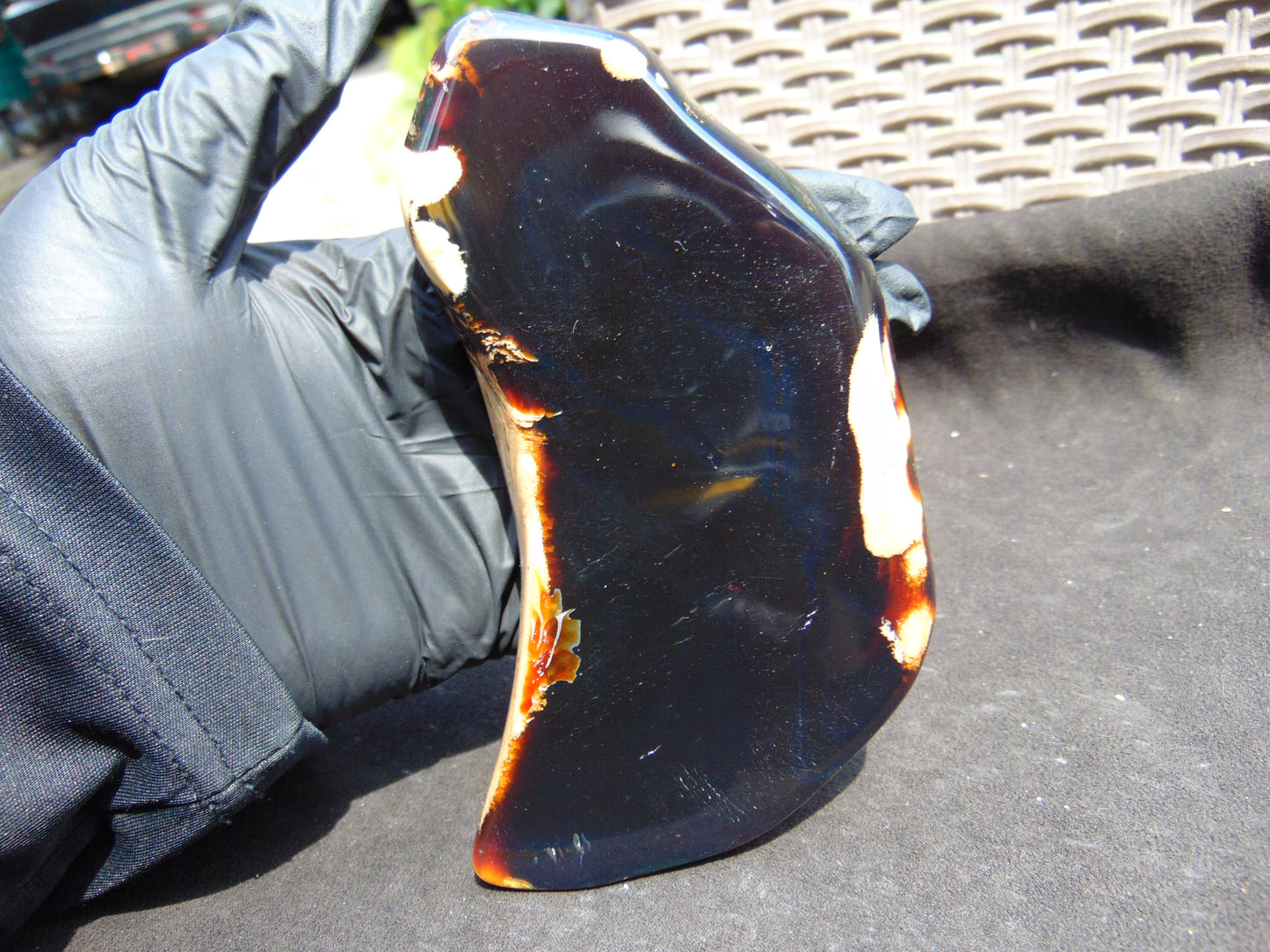 150 gram Slab polished Indonesian Sumatra Dark Blue Amber for Healing 25A211