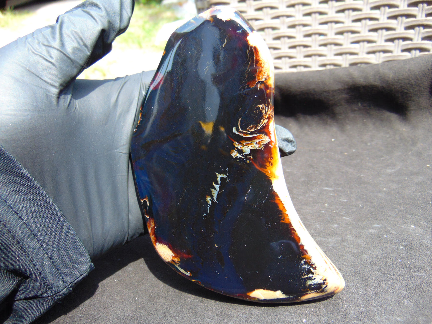 150 gram Slab polished Indonesian Sumatra Dark Blue Amber for Healing 25A211