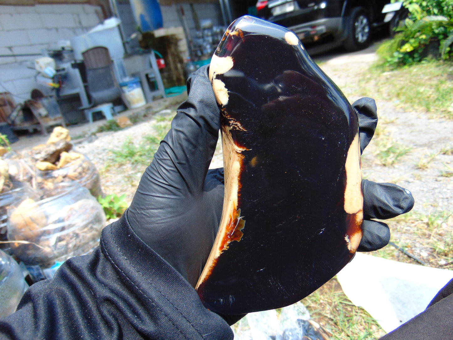 150 gram Slab polished Indonesian Sumatra Dark Blue Amber for Healing 25A211