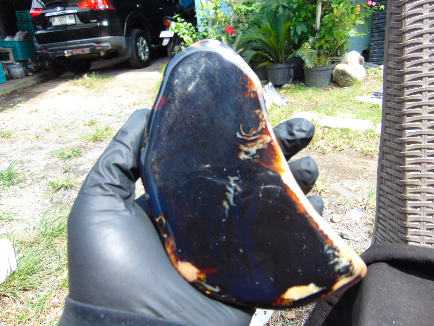 150 gram Slab polished Indonesian Sumatra Dark Blue Amber for Healing 25A211