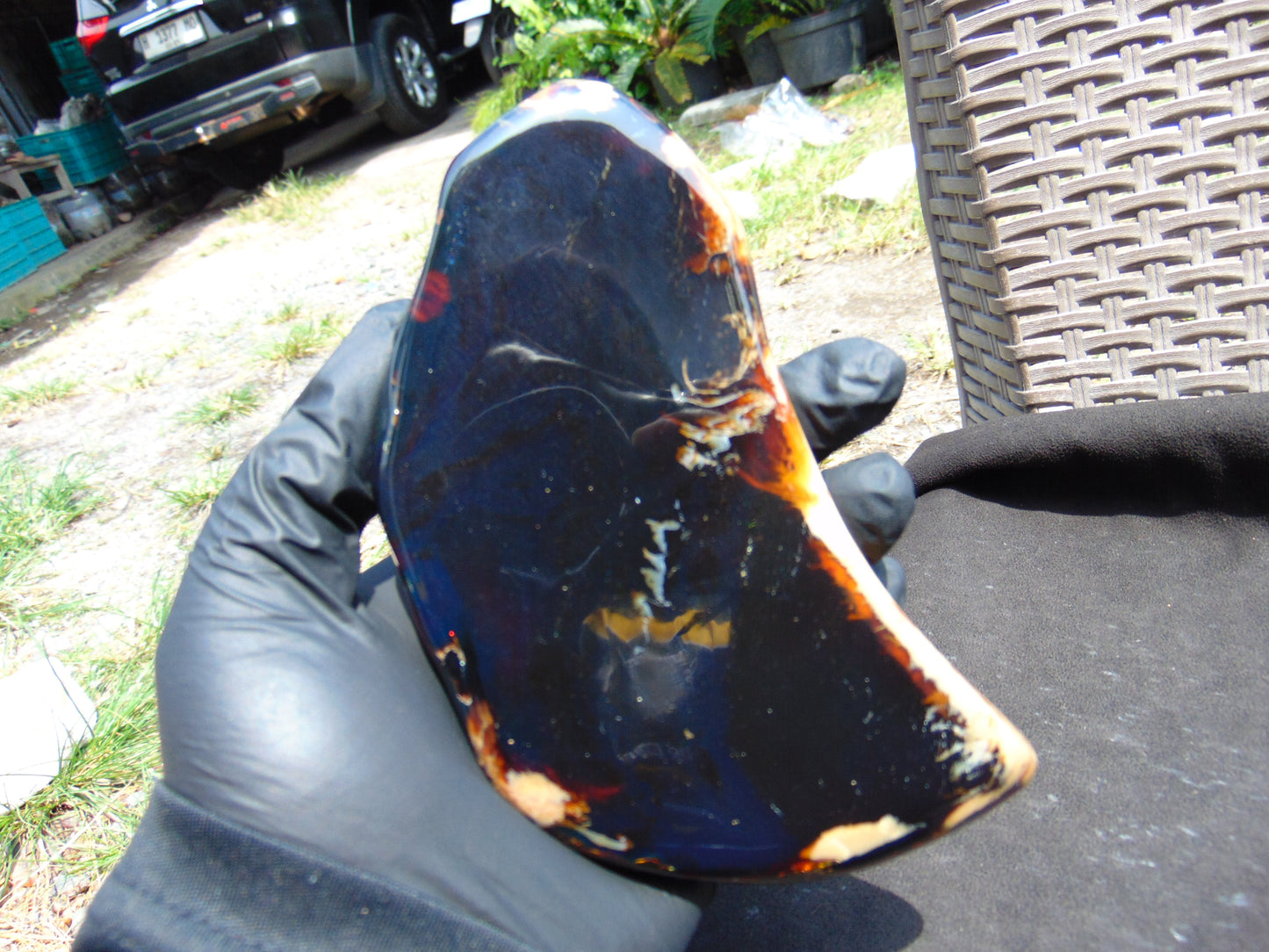 150 gram Slab polished Indonesian Sumatra Dark Blue Amber for Healing 25A211