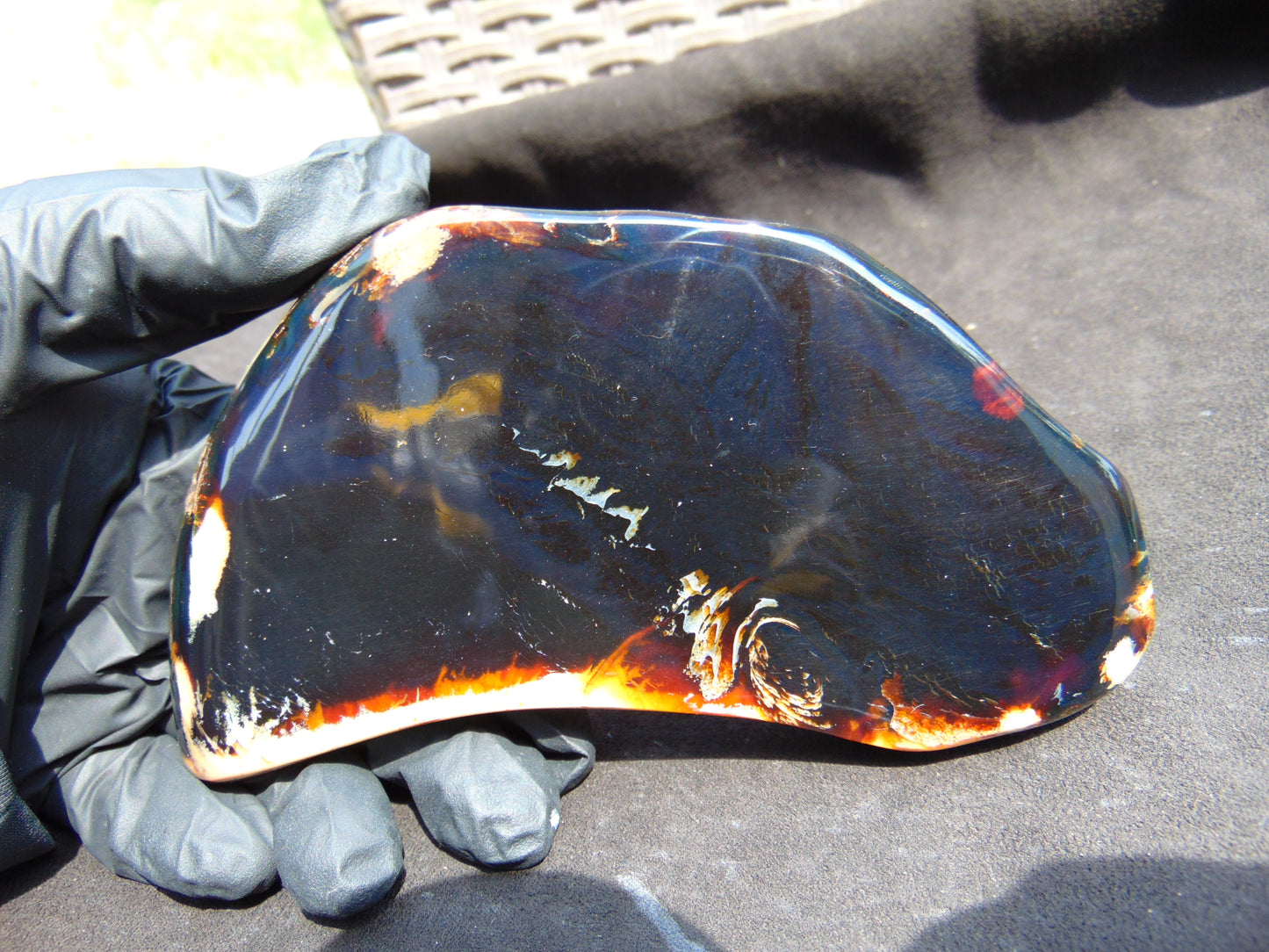 150 gram Slab polished Indonesian Sumatra Dark Blue Amber for Healing 25A211