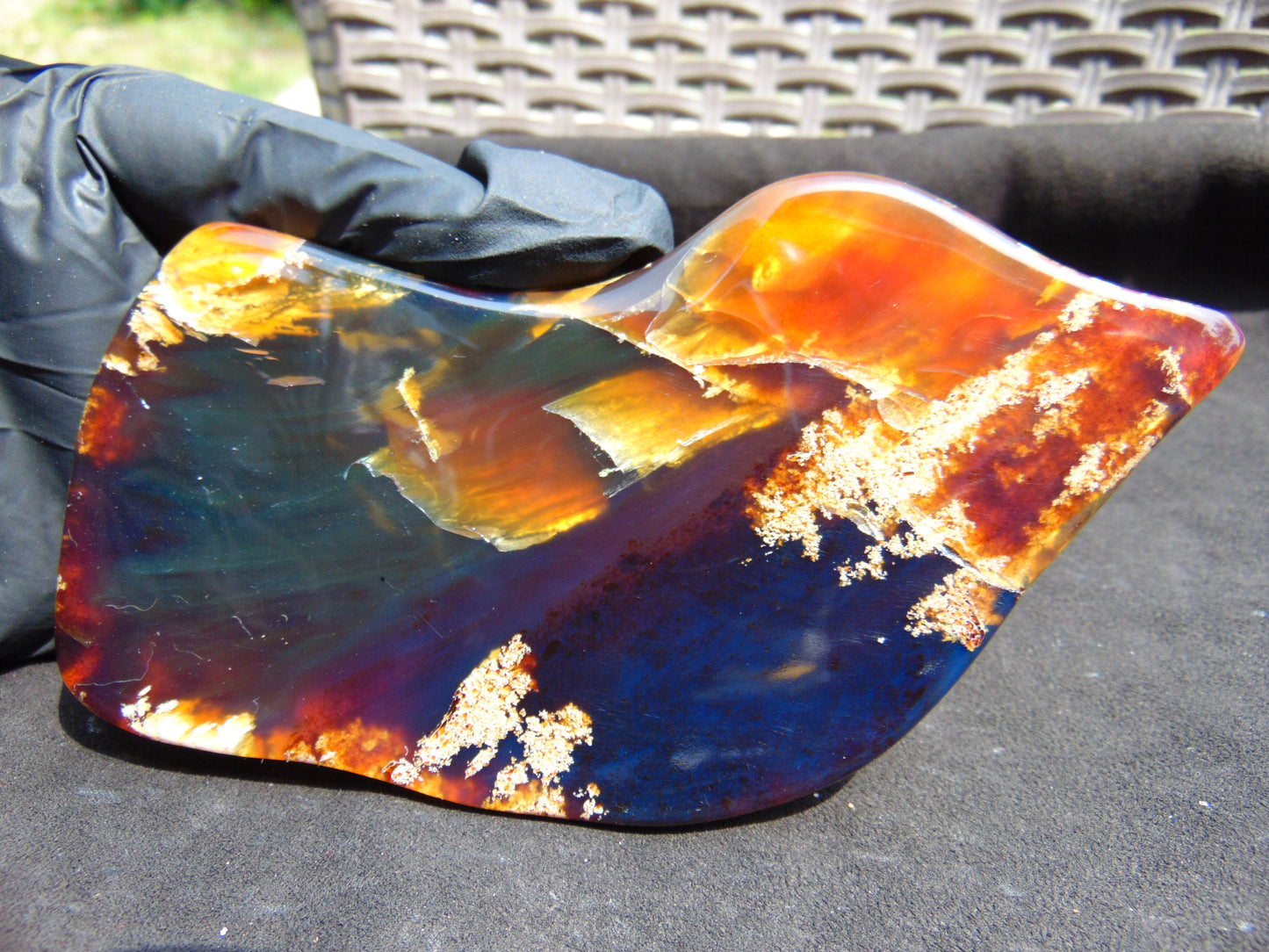 133 gram Slab polished Indonesian Sumatra Blue Amber for Healing 25N162