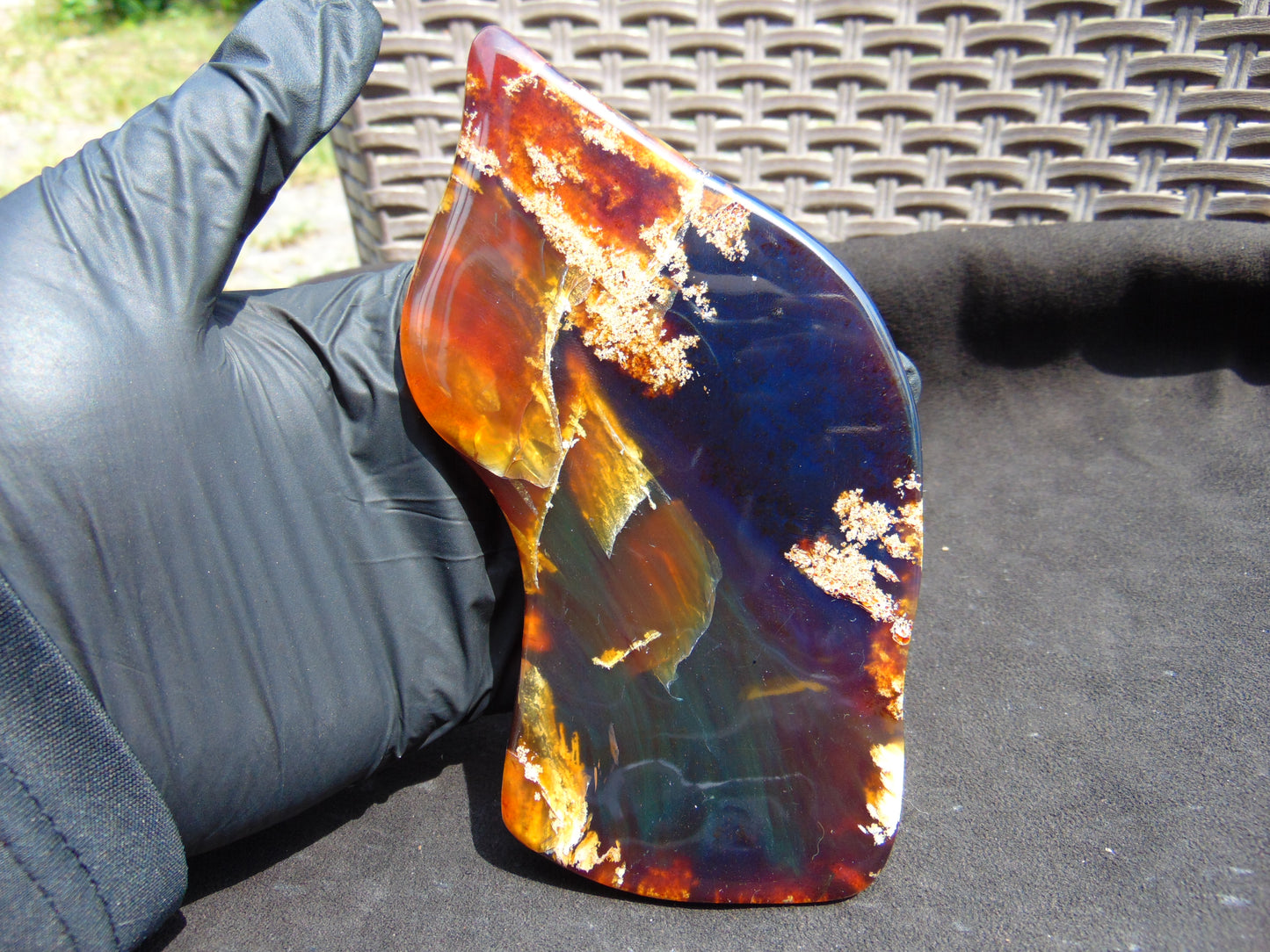 133 gram Slab polished Indonesian Sumatra Blue Amber for Healing 25N162