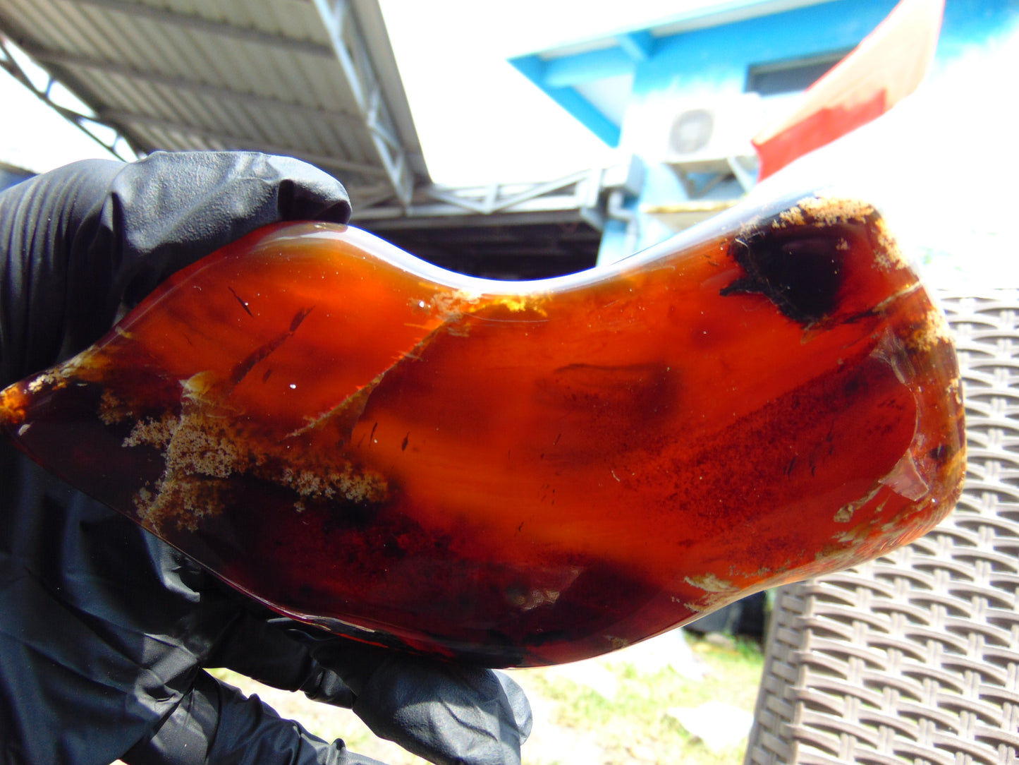 133 gram Slab polished Indonesian Sumatra Blue Amber for Healing 25N162