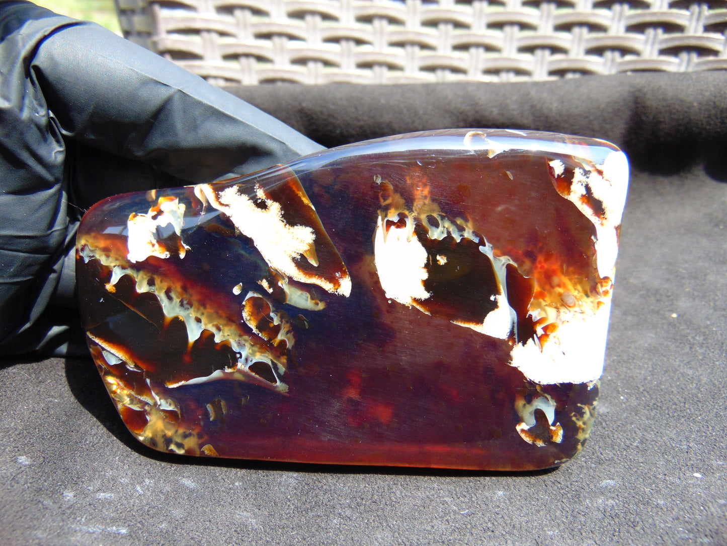 110 gram Slab polished Indonesian Sumatra Zebra Amber for Healing 25N149