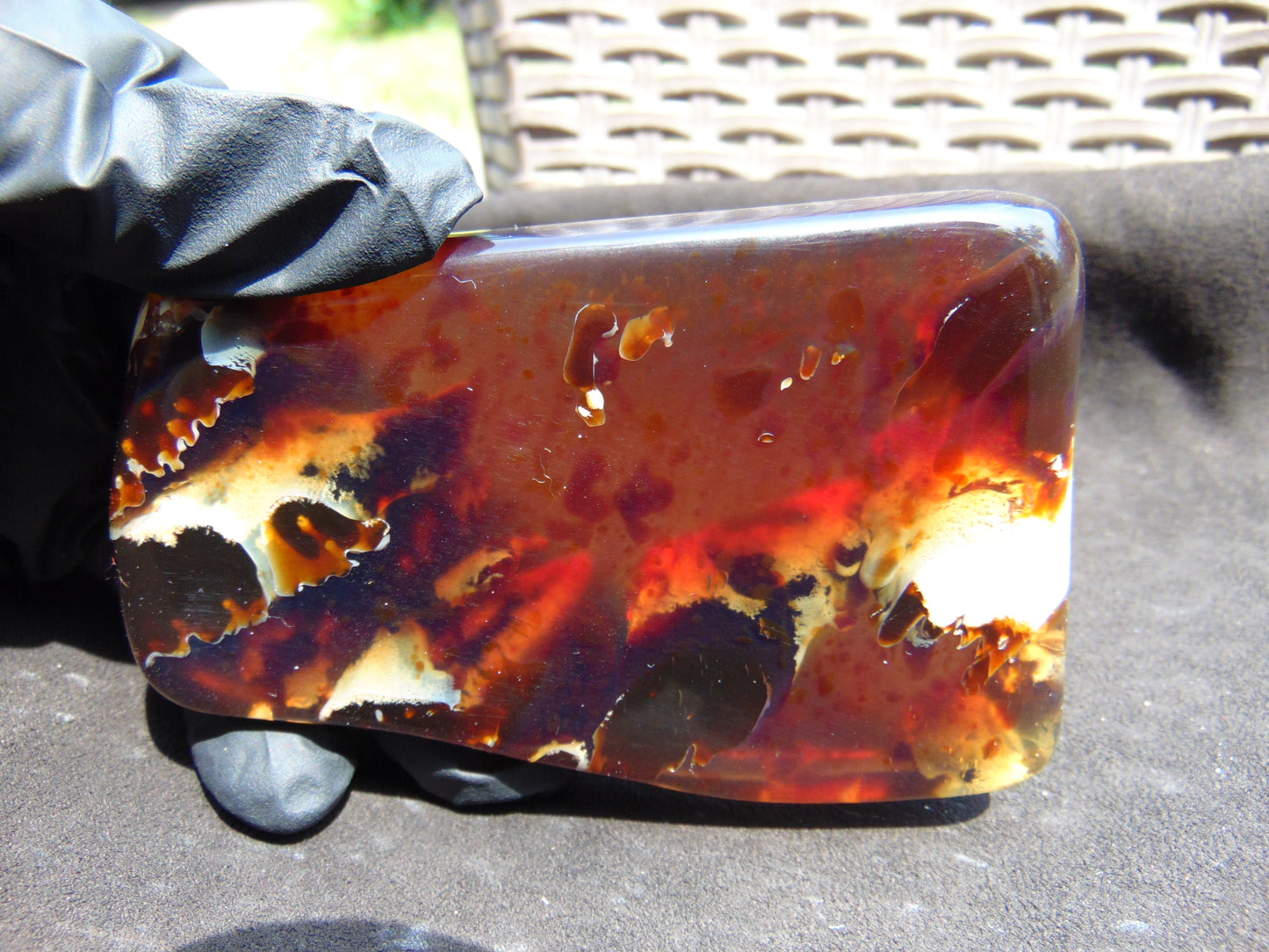 110 gram Slab polished Indonesian Sumatra Zebra Amber for Healing 25N149