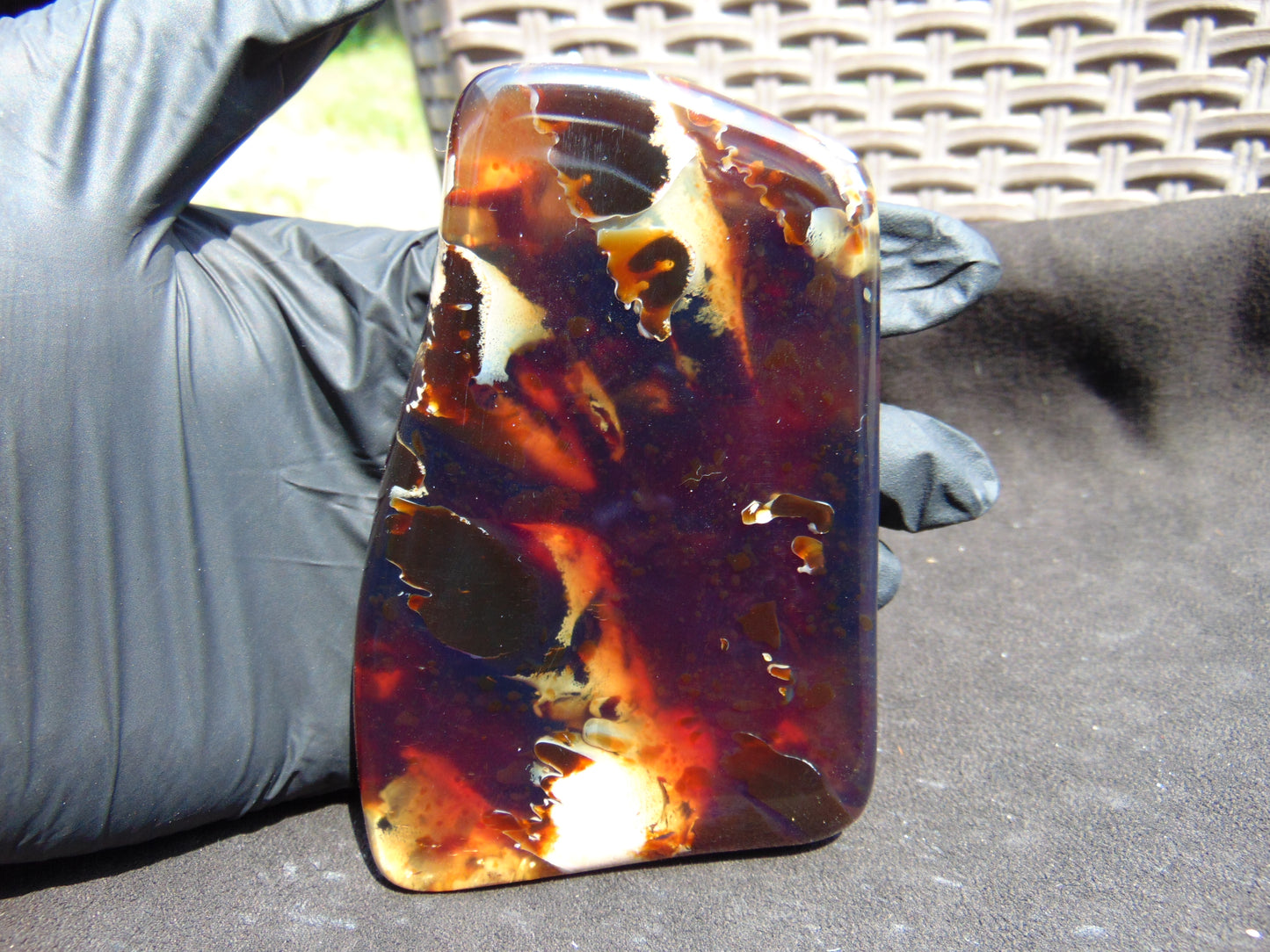 110 gram Slab polished Indonesian Sumatra Zebra Amber for Healing 25N149