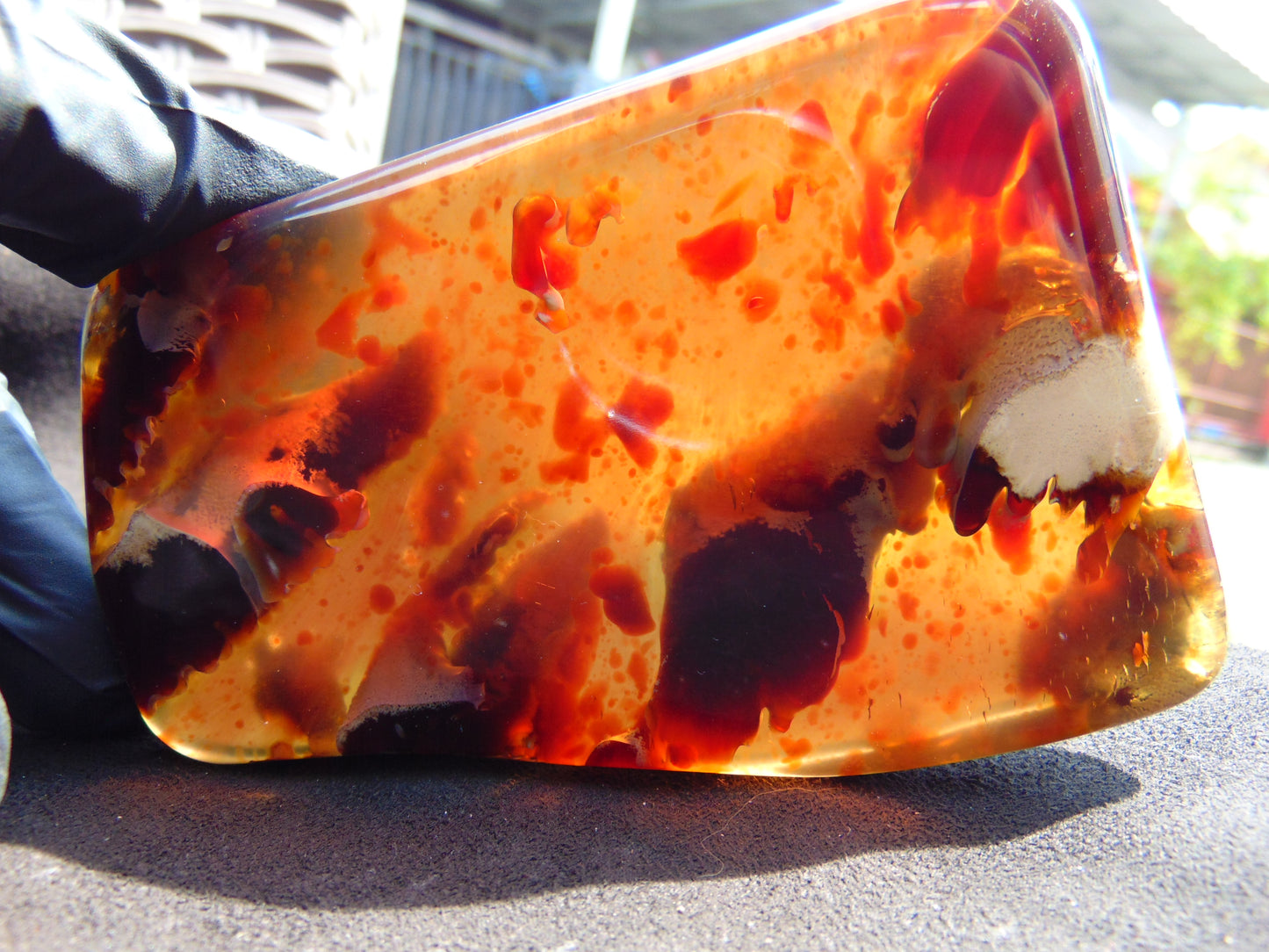 110 gram Slab polished Indonesian Sumatra Zebra Amber for Healing 25N149