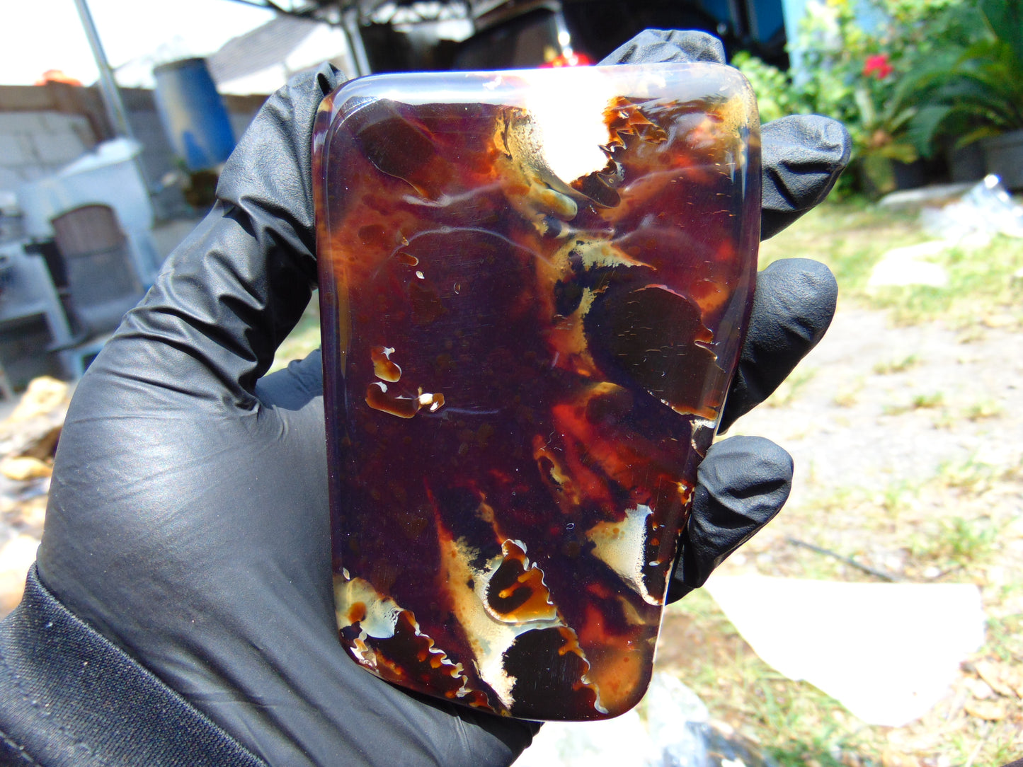 110 gram Slab polished Indonesian Sumatra Zebra Amber for Healing 25N149