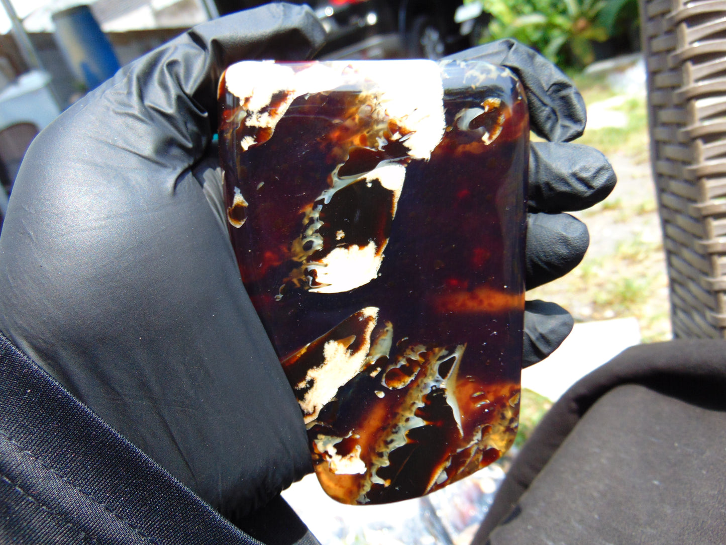 110 gram Slab polished Indonesian Sumatra Zebra Amber for Healing 25N149