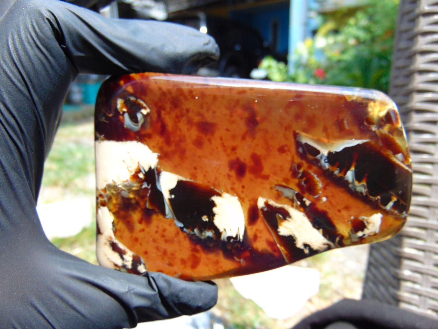 110 gram Slab polished Indonesian Sumatra Zebra Amber for Healing 25N149