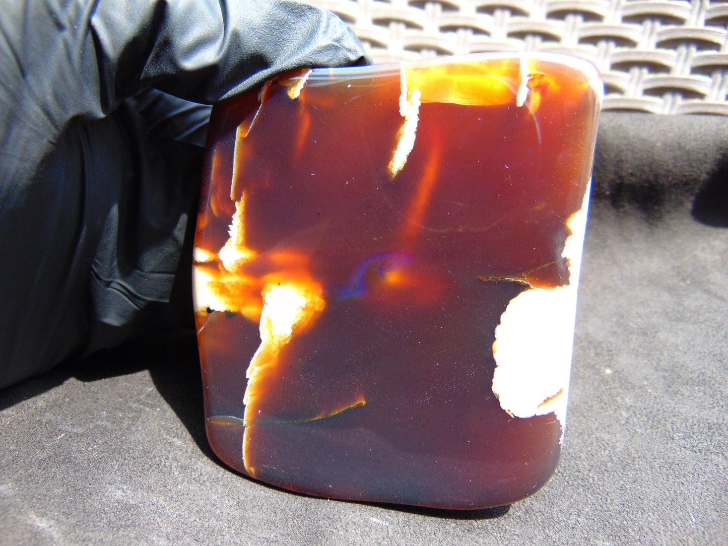 116 gram Slab polished Indonesian Sumatra Purple Red Amber for Healing 25N145