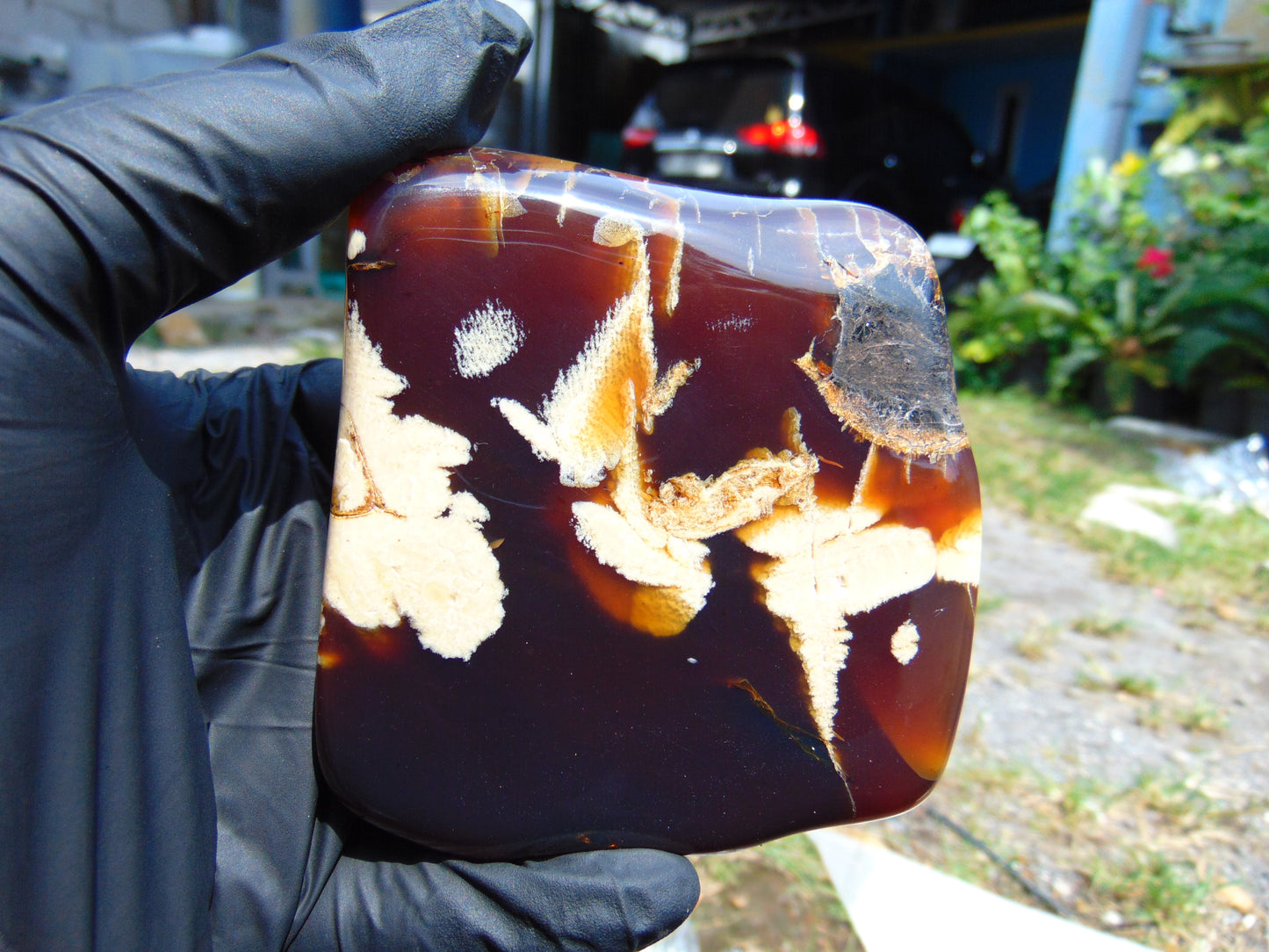 116 gram Slab polished Indonesian Sumatra Purple Red Amber for Healing 25N145