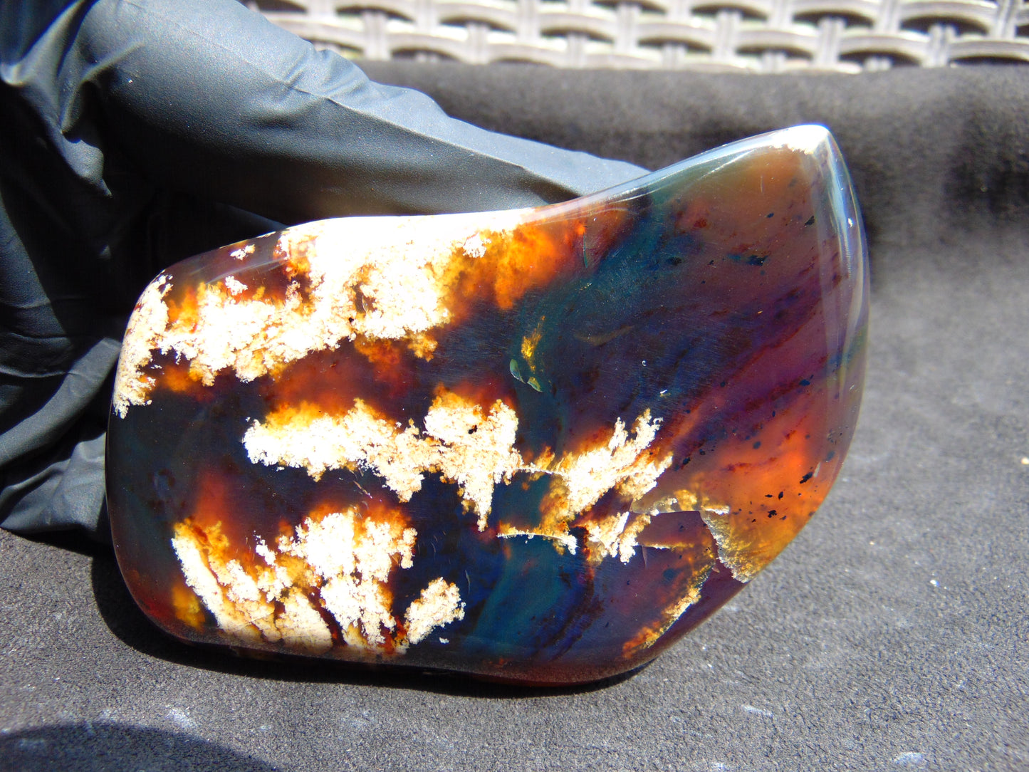 67 gram Slab polished Indonesian Sumatra Blue Amber for Healing 25Y110