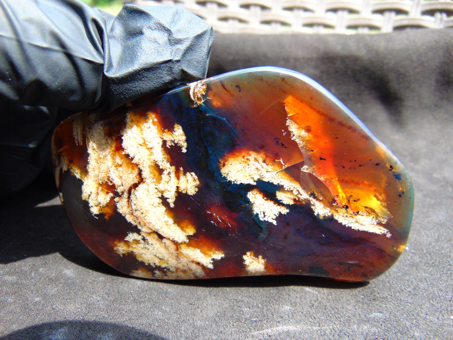 67 gram Slab polished Indonesian Sumatra Blue Amber for Healing 25Y110