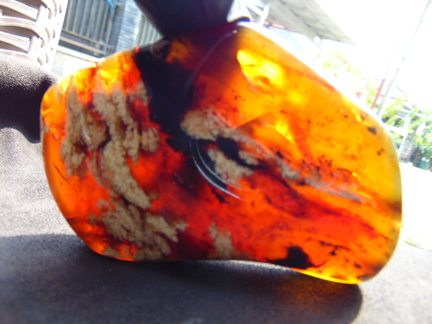 67 gram Slab polished Indonesian Sumatra Blue Amber for Healing 25Y110