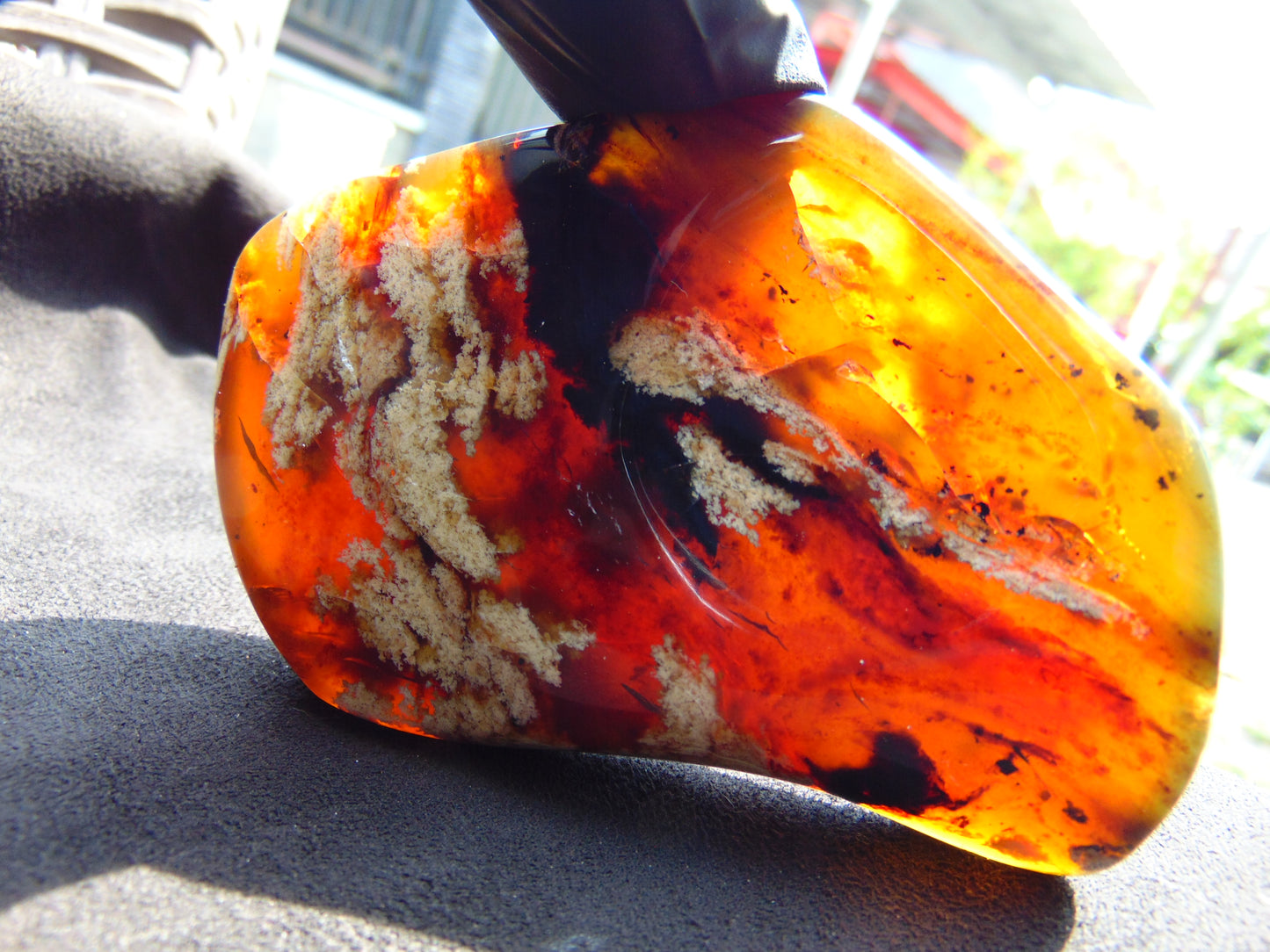 67 gram Slab polished Indonesian Sumatra Blue Amber for Healing 25Y110