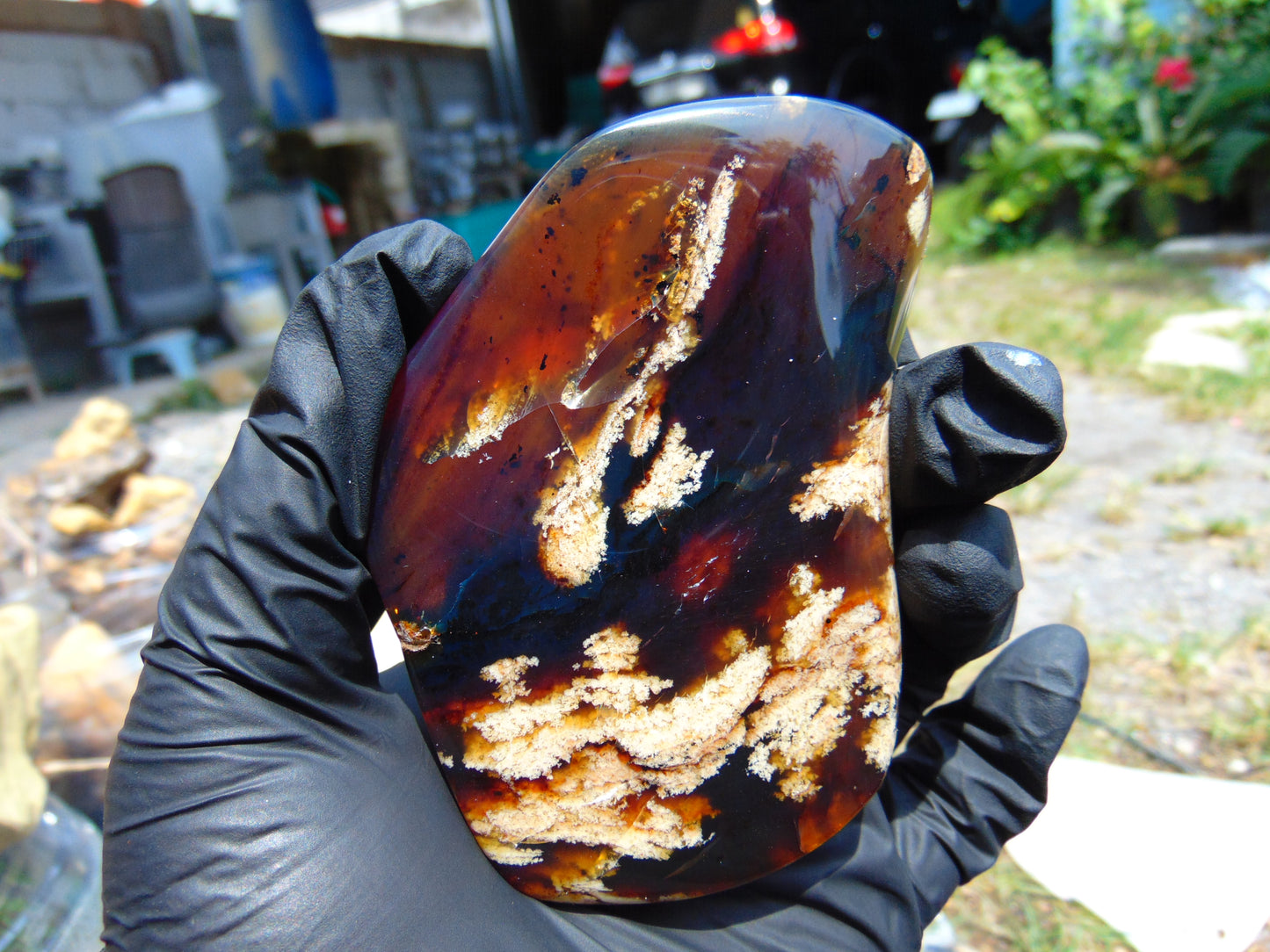 67 gram Slab polished Indonesian Sumatra Blue Amber for Healing 25Y110