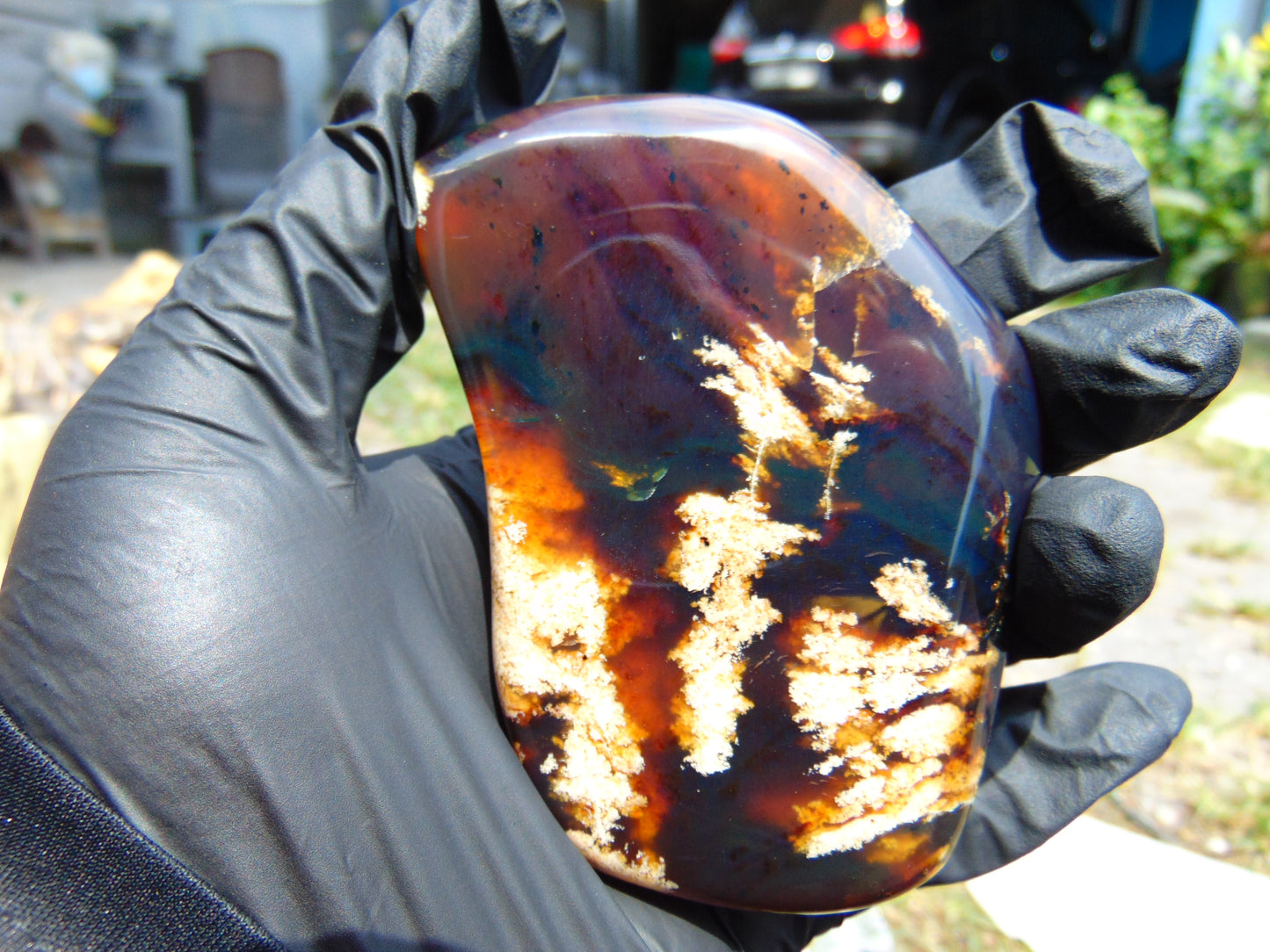 67 gram Slab polished Indonesian Sumatra Blue Amber for Healing 25Y110