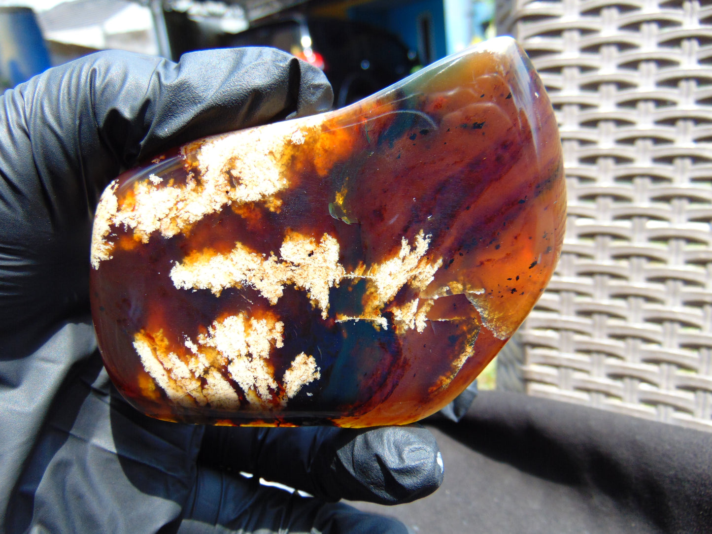 67 gram Slab polished Indonesian Sumatra Blue Amber for Healing 25Y110
