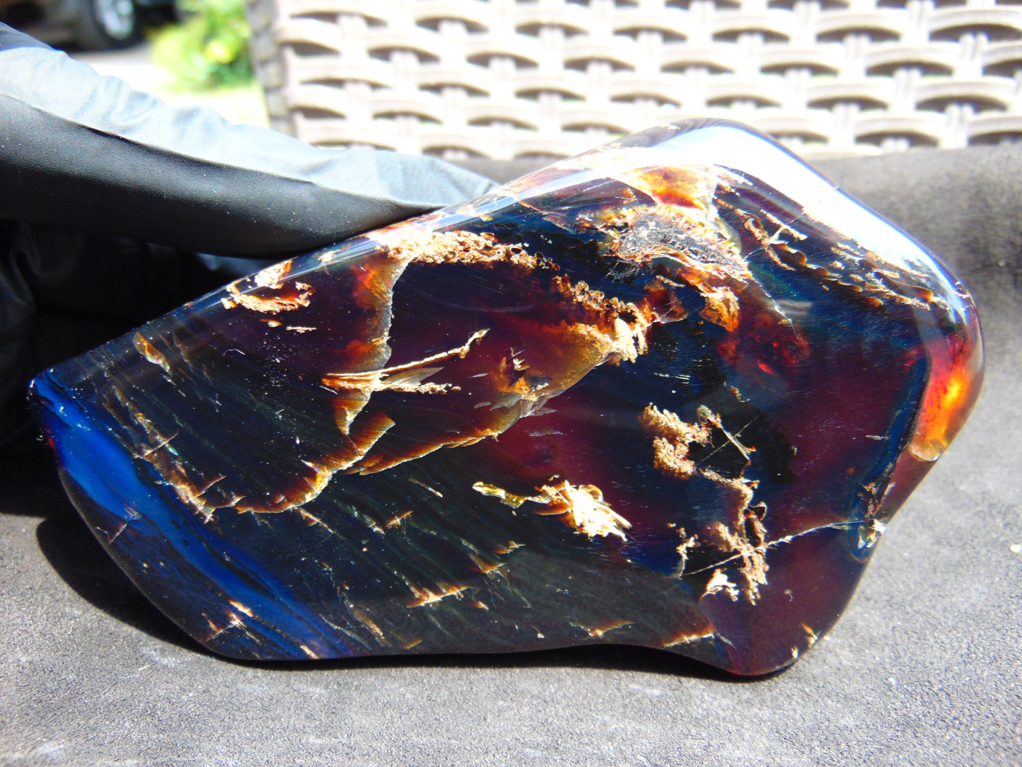 117 gram Slab polished Indonesian Sumatra Blue Amber for Healing 25N160
