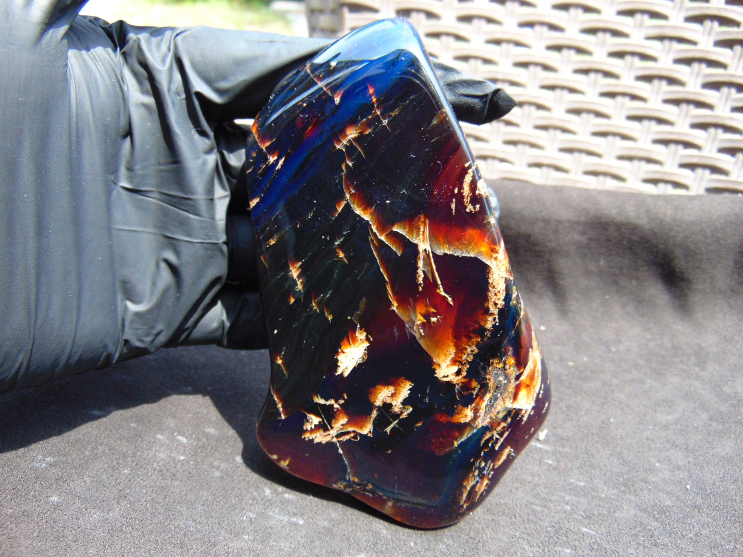 117 gram Slab polished Indonesian Sumatra Blue Amber for Healing 25N160