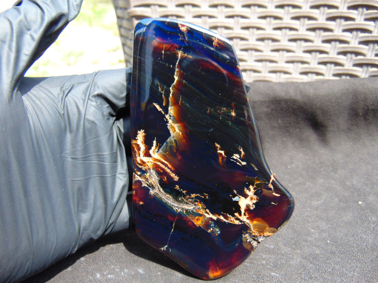 117 gram Slab polished Indonesian Sumatra Blue Amber for Healing 25N160