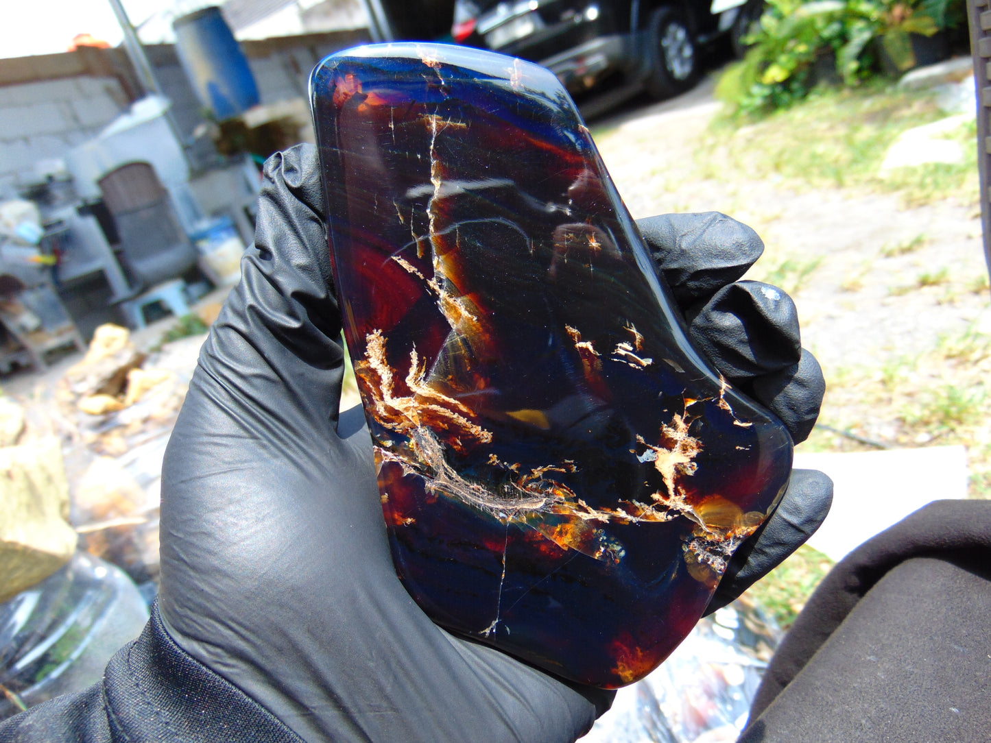 117 gram Slab polished Indonesian Sumatra Blue Amber for Healing 25N160