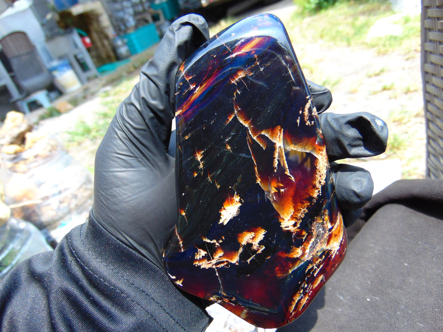 117 gram Slab polished Indonesian Sumatra Blue Amber for Healing 25N160