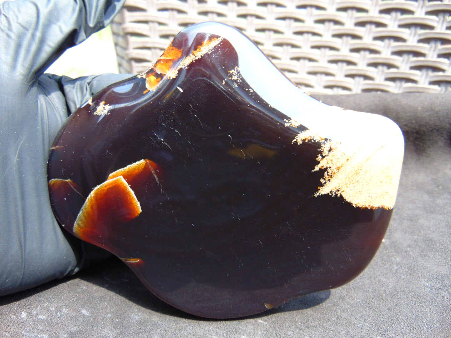 117 gram Slab polished Indonesian Sumatra Cherry Red Amber for Healing 25N161