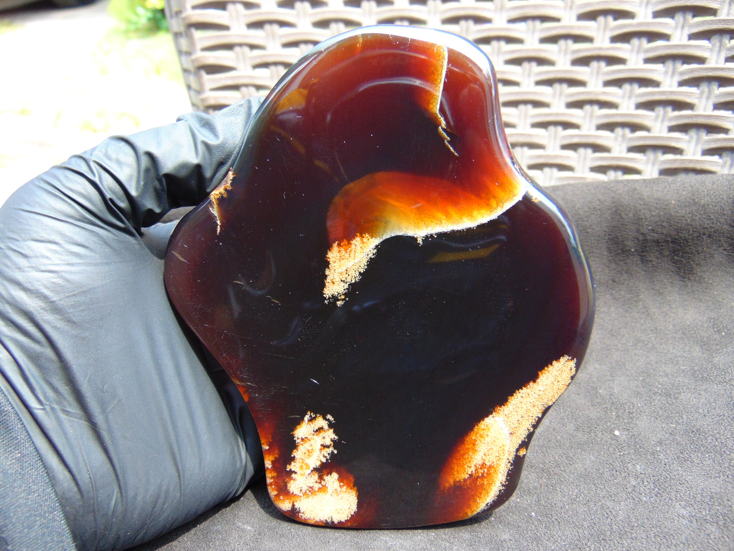 117 gram Slab polished Indonesian Sumatra Cherry Red Amber for Healing 25N161