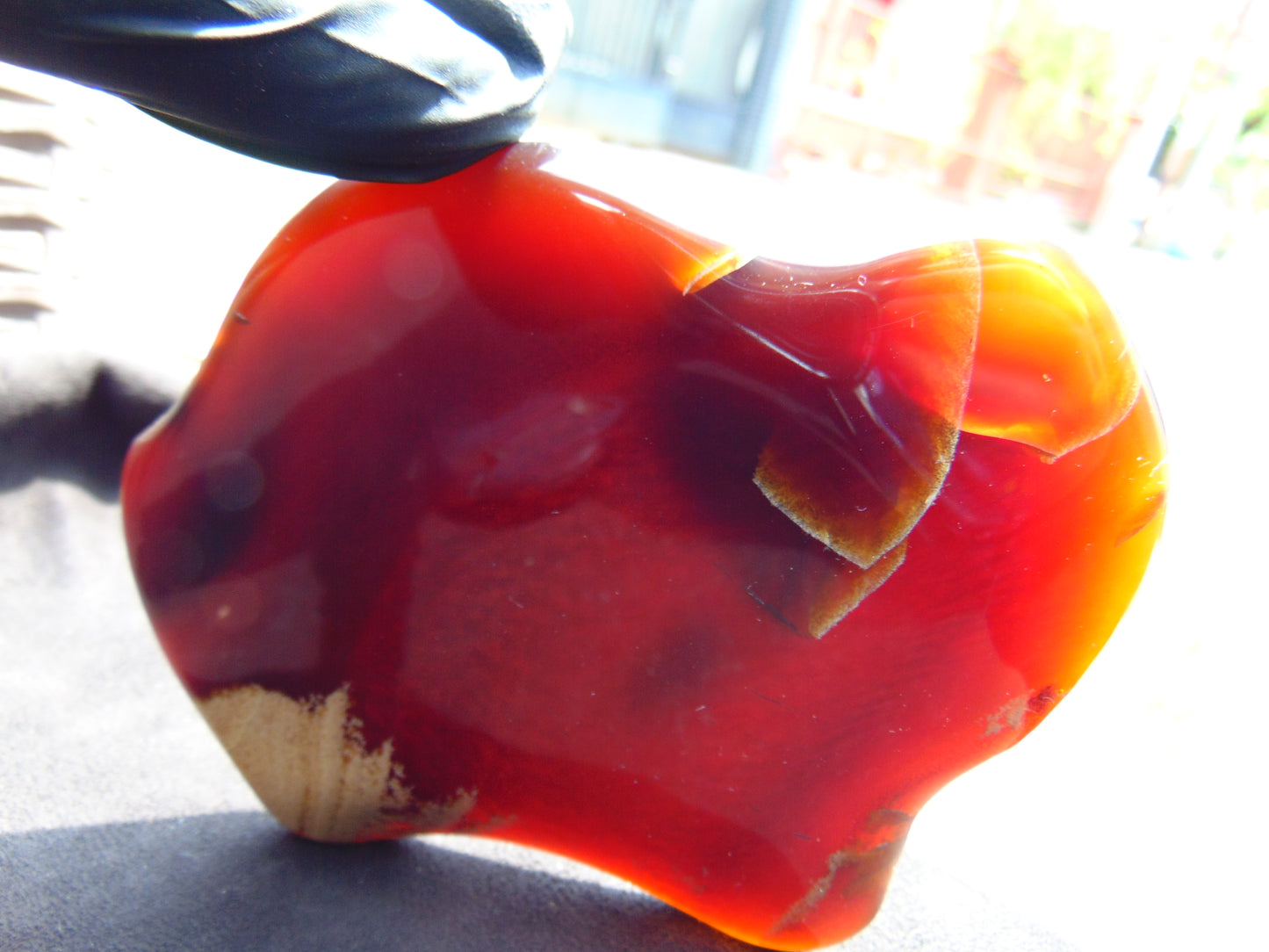 117 gram Slab polished Indonesian Sumatra Cherry Red Amber for Healing 25N161