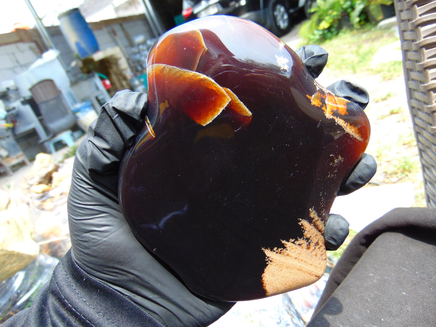 117 gram Slab polished Indonesian Sumatra Cherry Red Amber for Healing 25N161