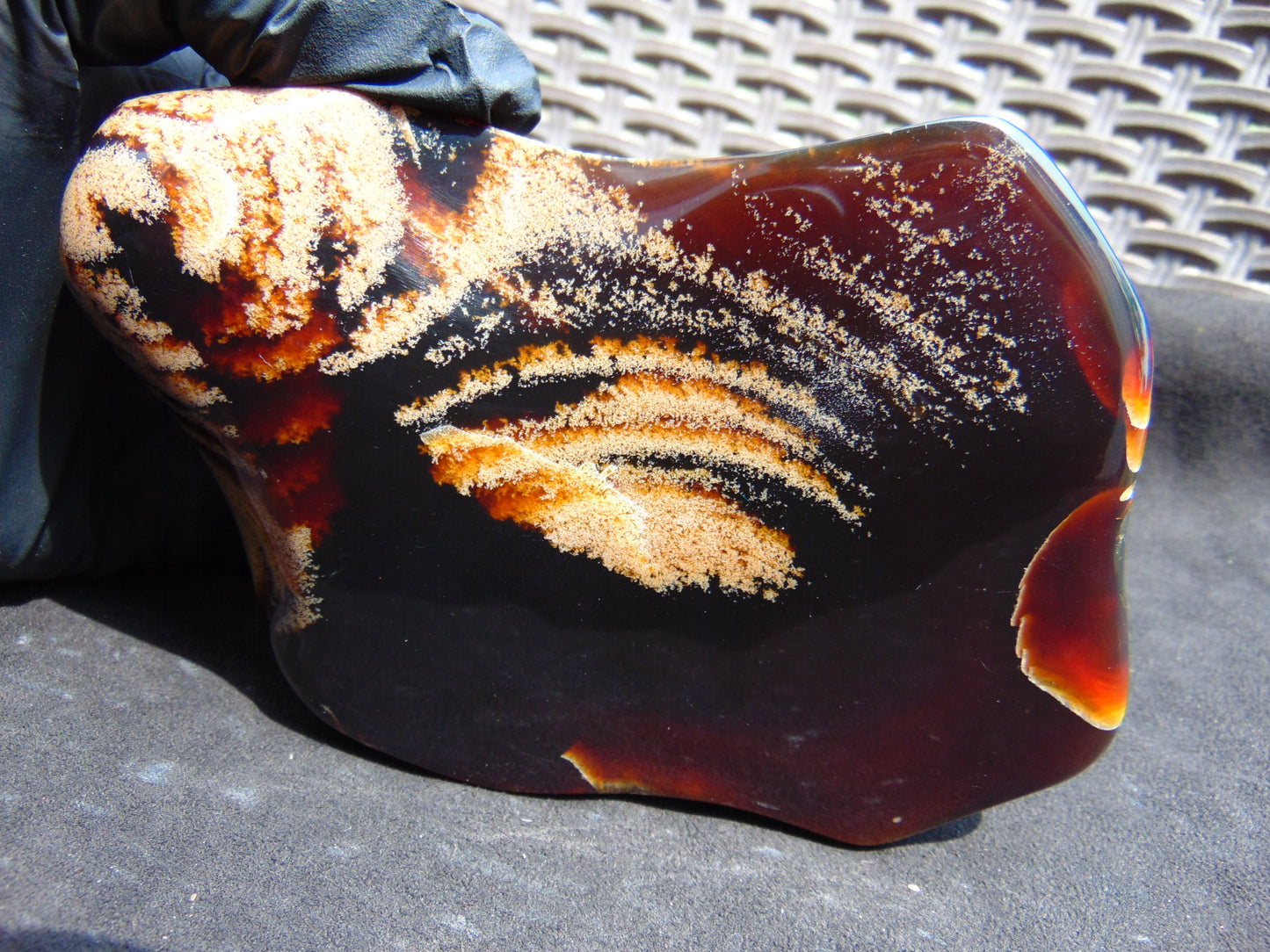 154 gram Slab polished Indonesian Sumatra Cherry Red Amber for Healing 25A200
