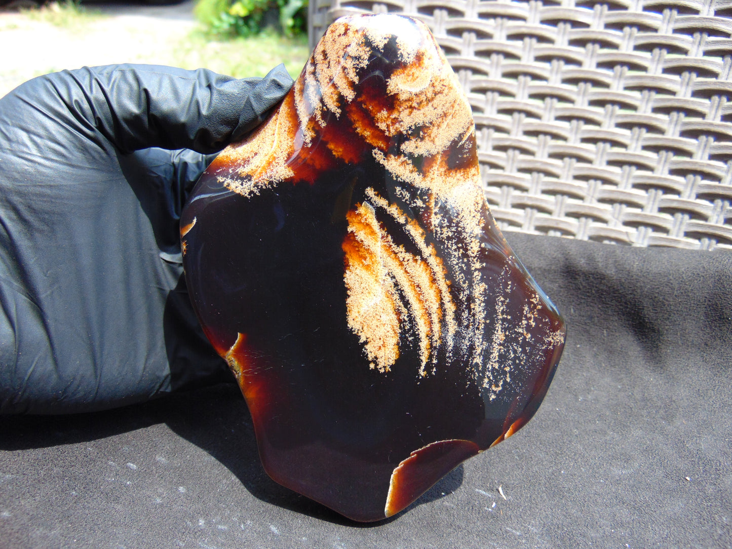 154 gram Slab polished Indonesian Sumatra Cherry Red Amber for Healing 25A200