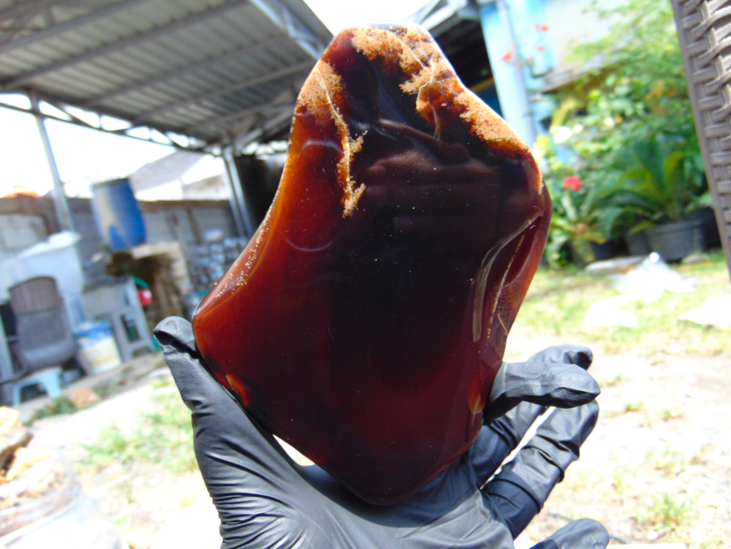 154 gram Slab polished Indonesian Sumatra Cherry Red Amber for Healing 25A200