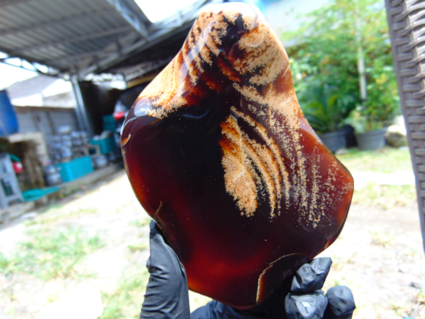 154 gram Slab polished Indonesian Sumatra Cherry Red Amber for Healing 25A200
