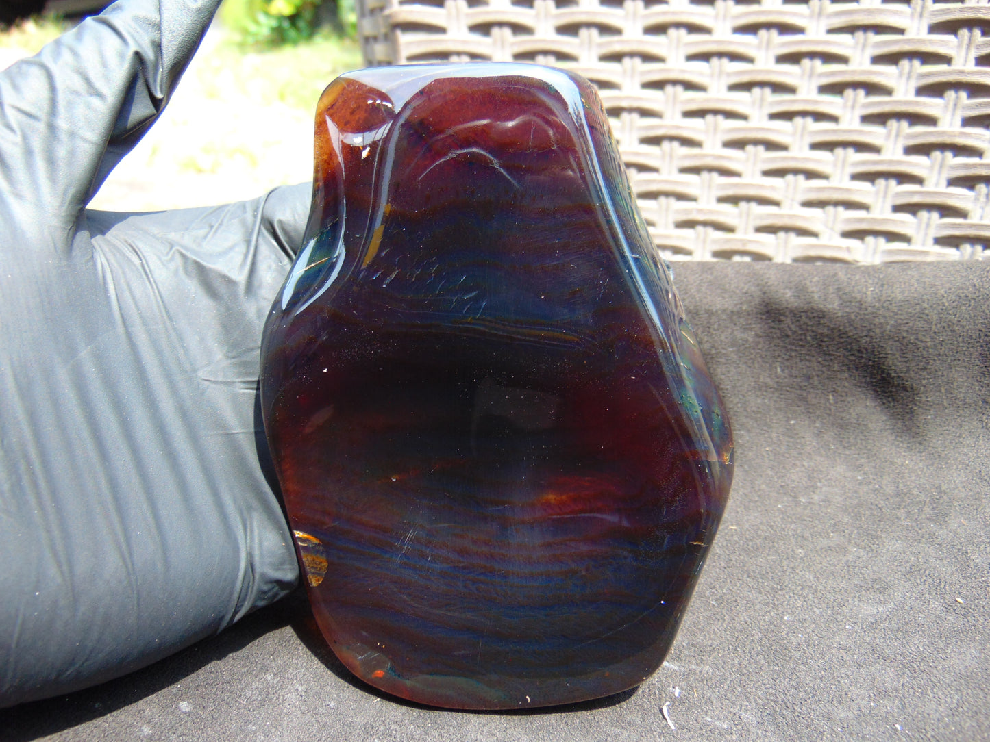 111 gram Slab polished Indonesian Sumatra Dark Blue Amber for Healing 25Y122