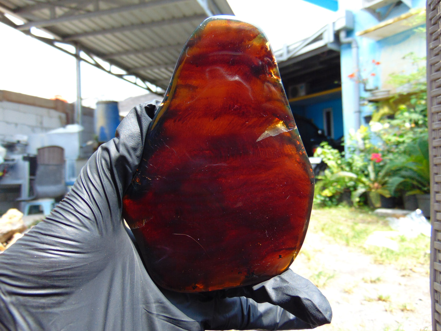 90 gram Slab polished Indonesian Sumatra Cherry Red Amber for Healing 25A208
