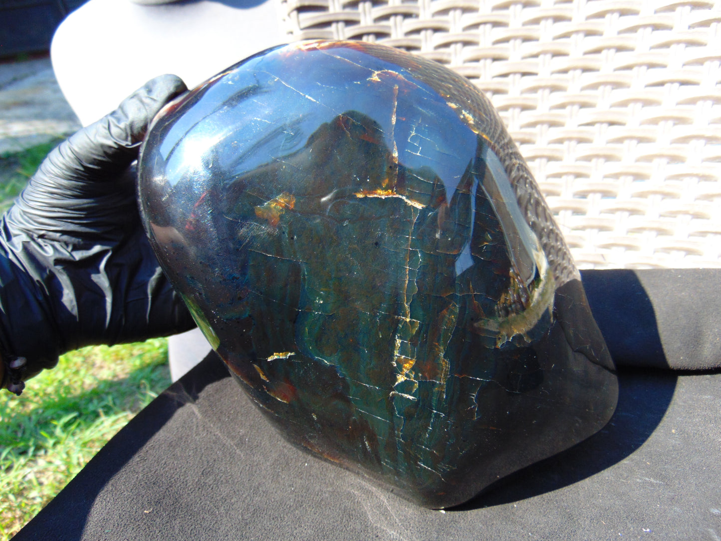 2008 gram Full polished Indonesian Dark Green Blue Amber for Healing ML75