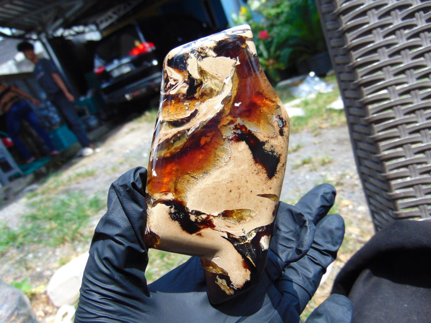 73 gram Slab polished Indonesian Sumatra White Amber for Healing 25Y25