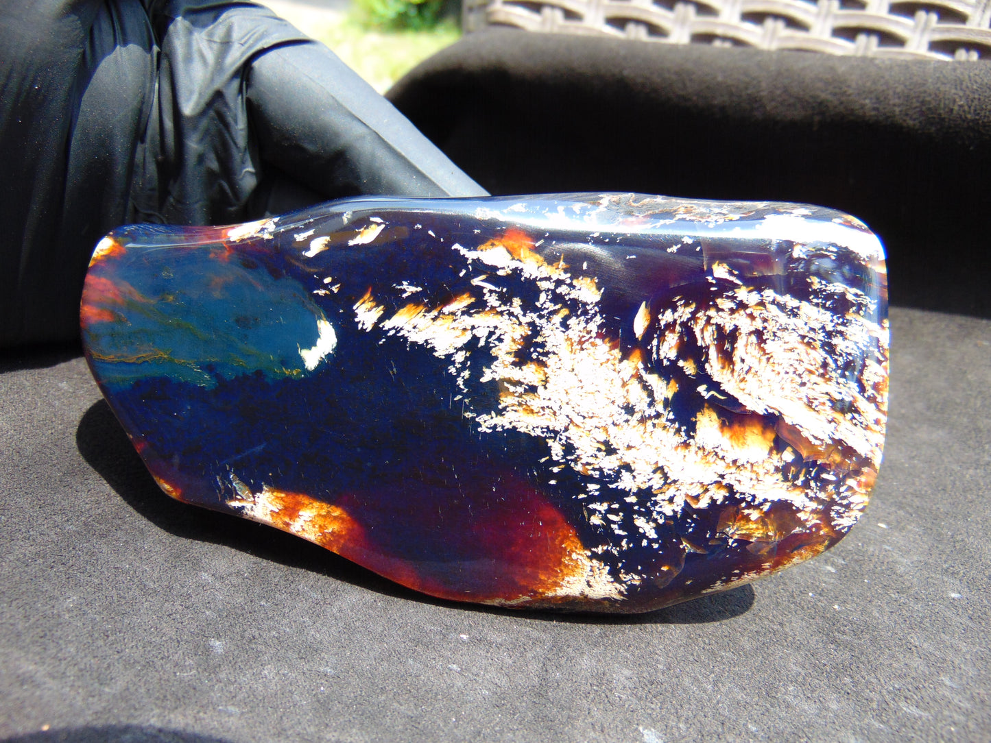 121 gram Slab polished Indonesian Sumatra Blue Amber for Healing 25Y104