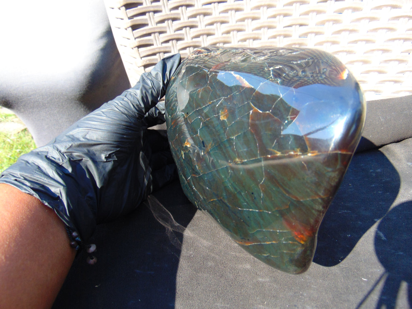 2008 gram Full polished Indonesian Dark Green Blue Amber for Healing ML75