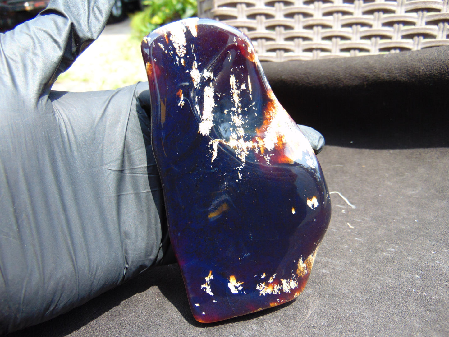 121 gram Slab polished Indonesian Sumatra Blue Amber for Healing 25Y104